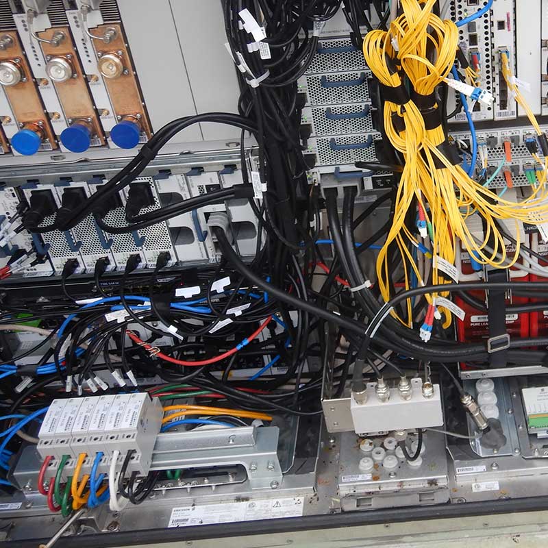 photo of cables and wires connecting equipment